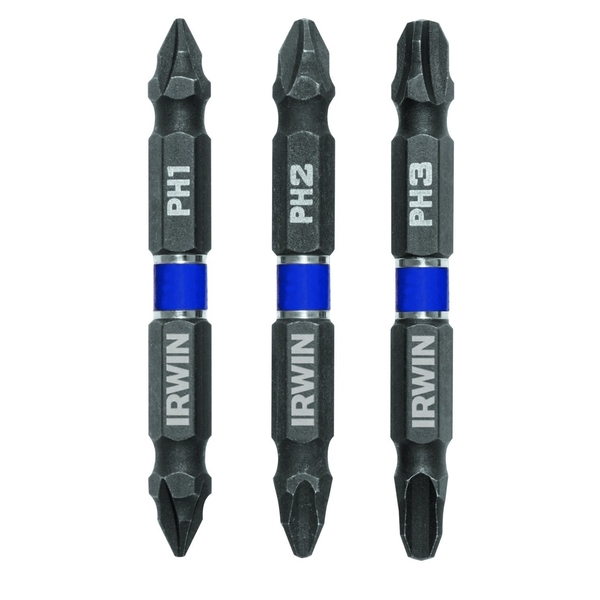 Irwin IRWIN Tools 3-Piece Impact Performance Series Double-Ended Screwdriver Power Bit with 2 3/8-Inch Len IWAF32DEPHMIX3